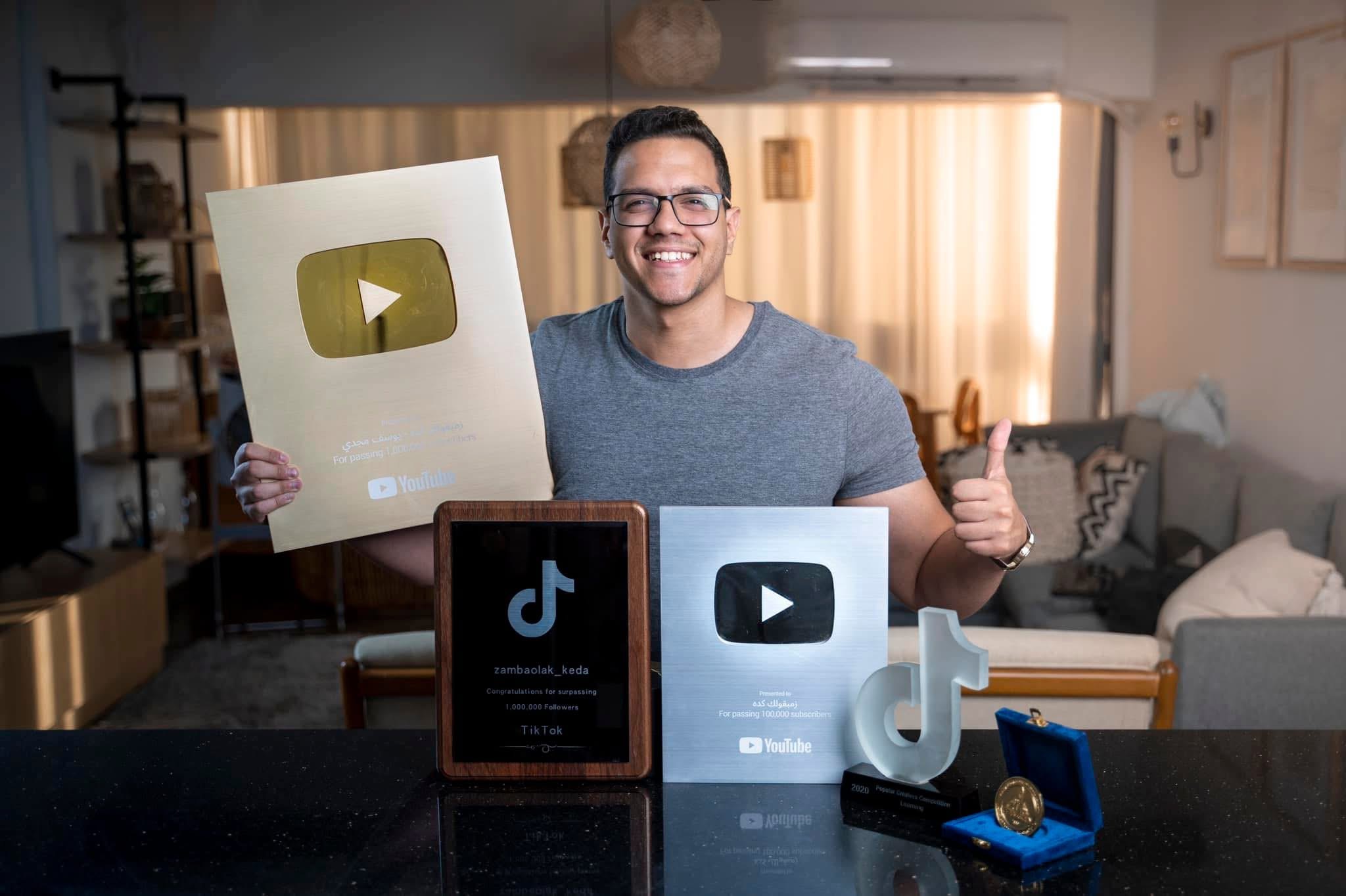 Youssef Magdy — Founder of Voral Media and creator of Zamboalkkeda holding YouTube Gold Award and TikTok Trophy